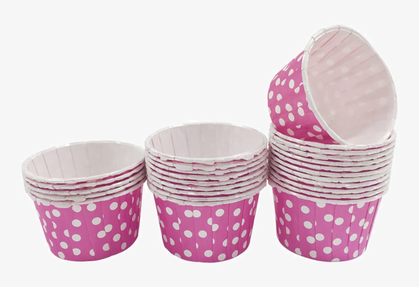 Fuchsia With White Polka Dot Mini Cupcake Paper Cups - Paper Cup, transparent png