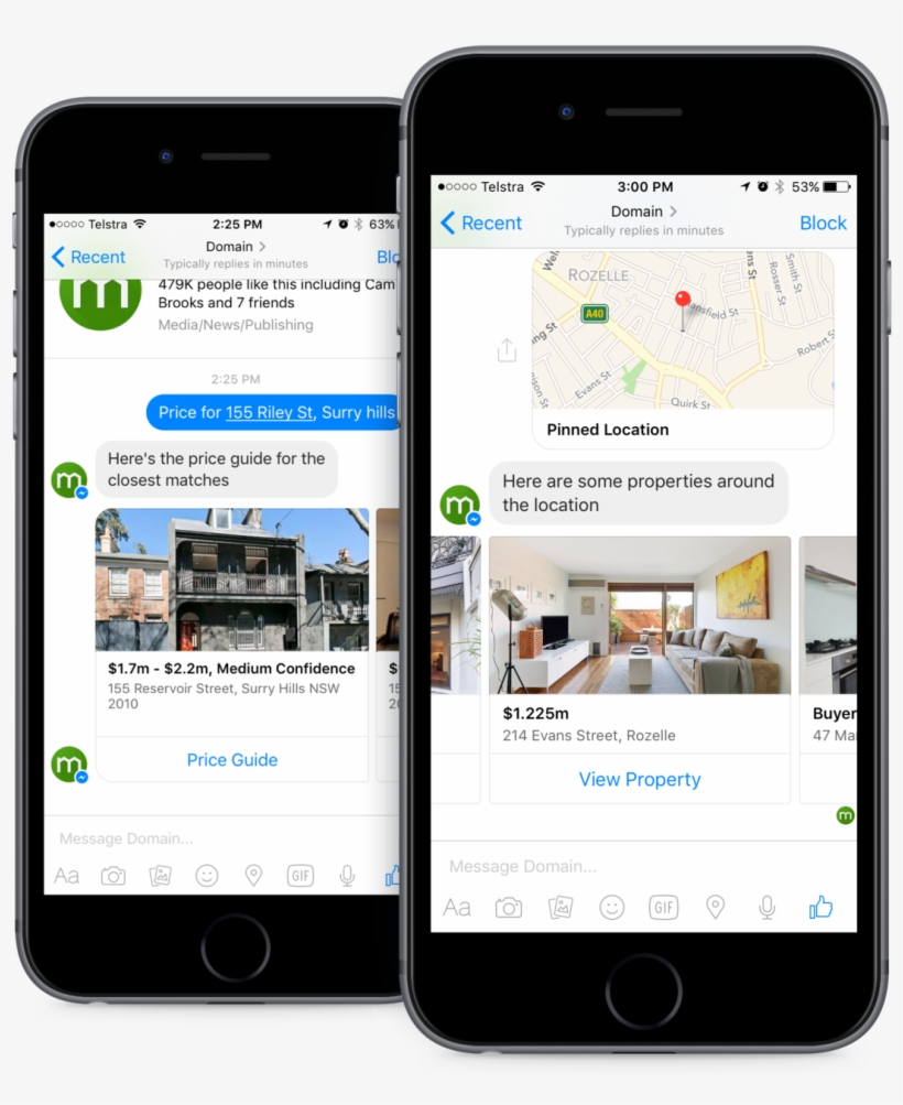 Domain Launches Australia's First Property Messenger - Send Location Chat Bot Facebook Messenger, transparent png