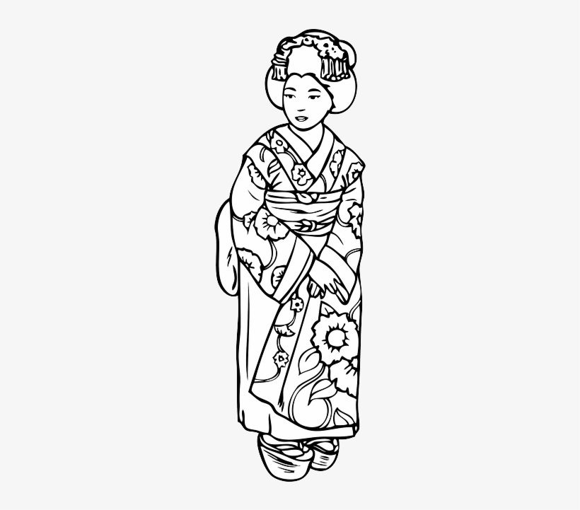 Image Black And White Asian Drawing Geisha - Madama Butterfly (english And Italian Edition), transparent png