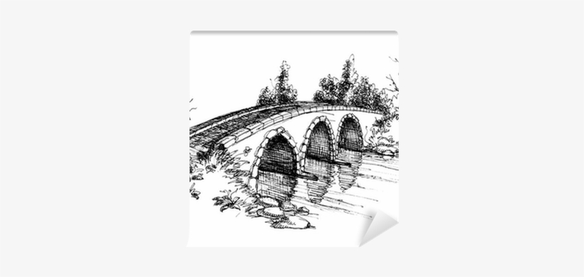 Stone Bridge Over River Sketch Wall Mural Bridge Sketch 400x400 Png Download Pngkit