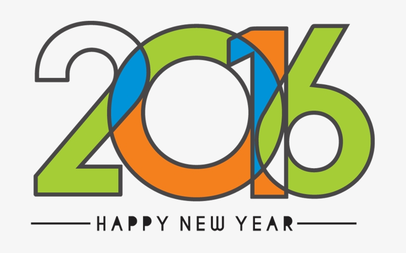 Colorful Happy New Year 2016 Text Design - New Year 2016 Png, transparent png
