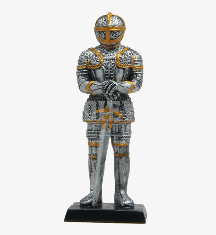 Medieval Knight Resting On Sword Statue - 4 Inch Small Armored Medieval Knight With Sword Statue, transparent png