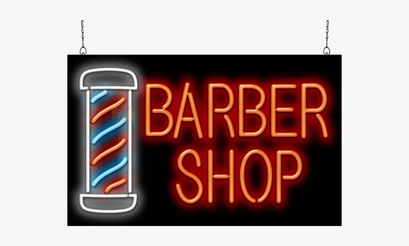 Large Barber Shop With Pole Neon Sign - Barbershop, transparent png