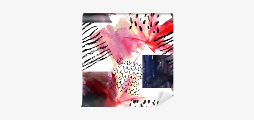 Abstract Seamless Pattern With Watercolor Squares And - Silk Home Tivil İpek Eşarp - Sh02 - Sonbahar Yaprakları,, transparent png