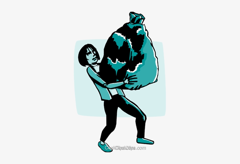 Business Woman Carrying Trash Bag Royalty Free Vector - Carrying A Trash Bag, transparent png