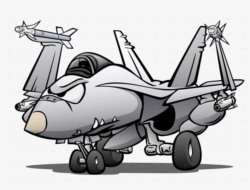 Fighter Jet Cartoon - Airplane Cartoon, transparent png
