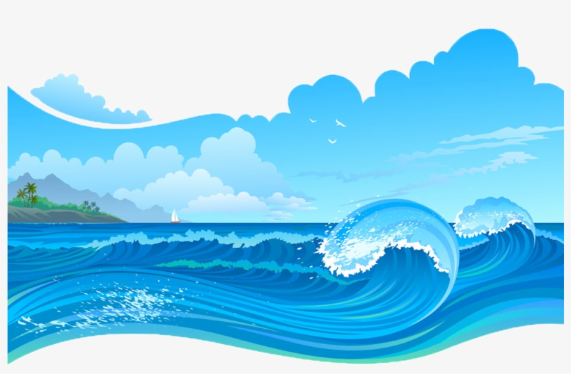 Wave Sea Storms Transprent - Blue Water Cartoon, transparent png
