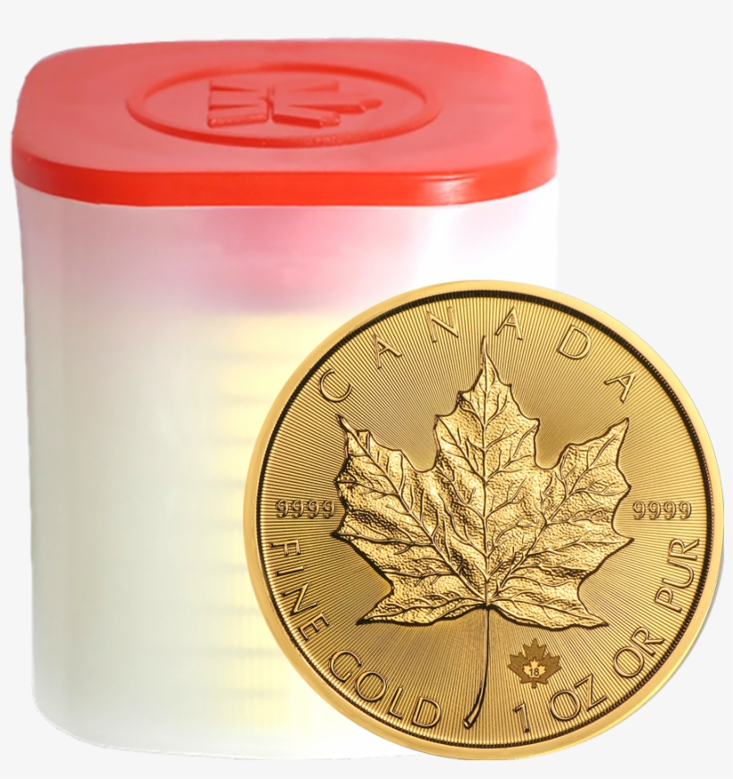 2018 Canadian Maple 1oz Gold Coins In Tube - Gold Maple Leaf 2018, transparent png