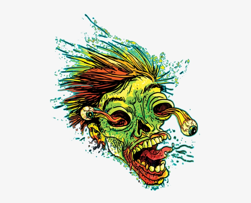 Cool T-shirt Featuring Weird Zombie Head With A Major - Illustration, transparent png