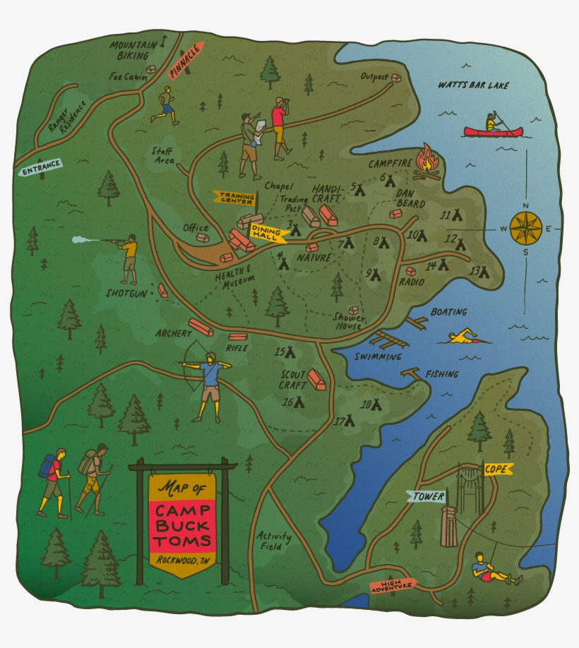 A Huge Variety Of Program Areas And Activities Are - Camp Buck Toms Map, transparent png