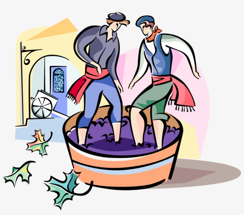 Vector Illustration Of Spanish Grape Crushing Stompers, transparent png