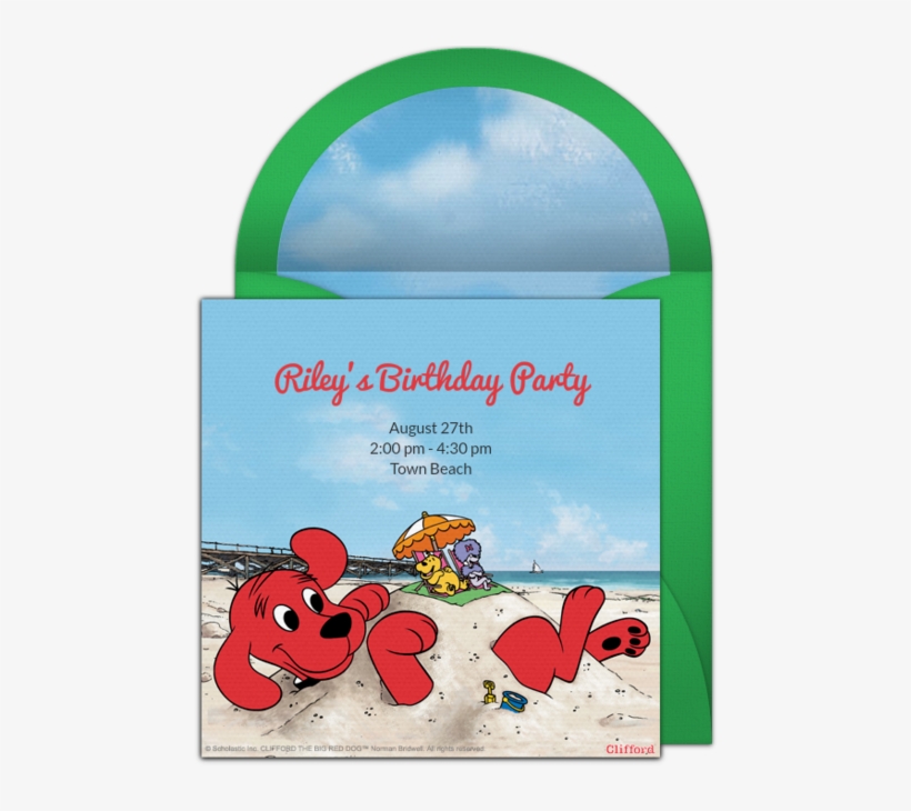Clifford Beach Online Invitation - Personagens Discovery Kids, transparent png