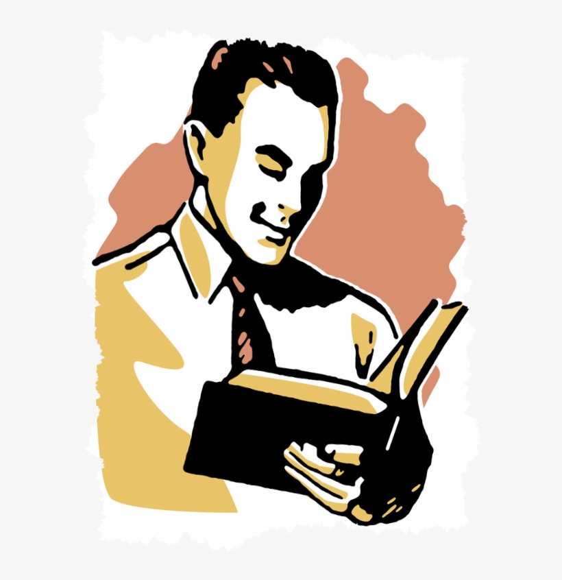 «a Person Who Won't Read Has No Advantage Over One - Reading A Book Drawing, transparent png