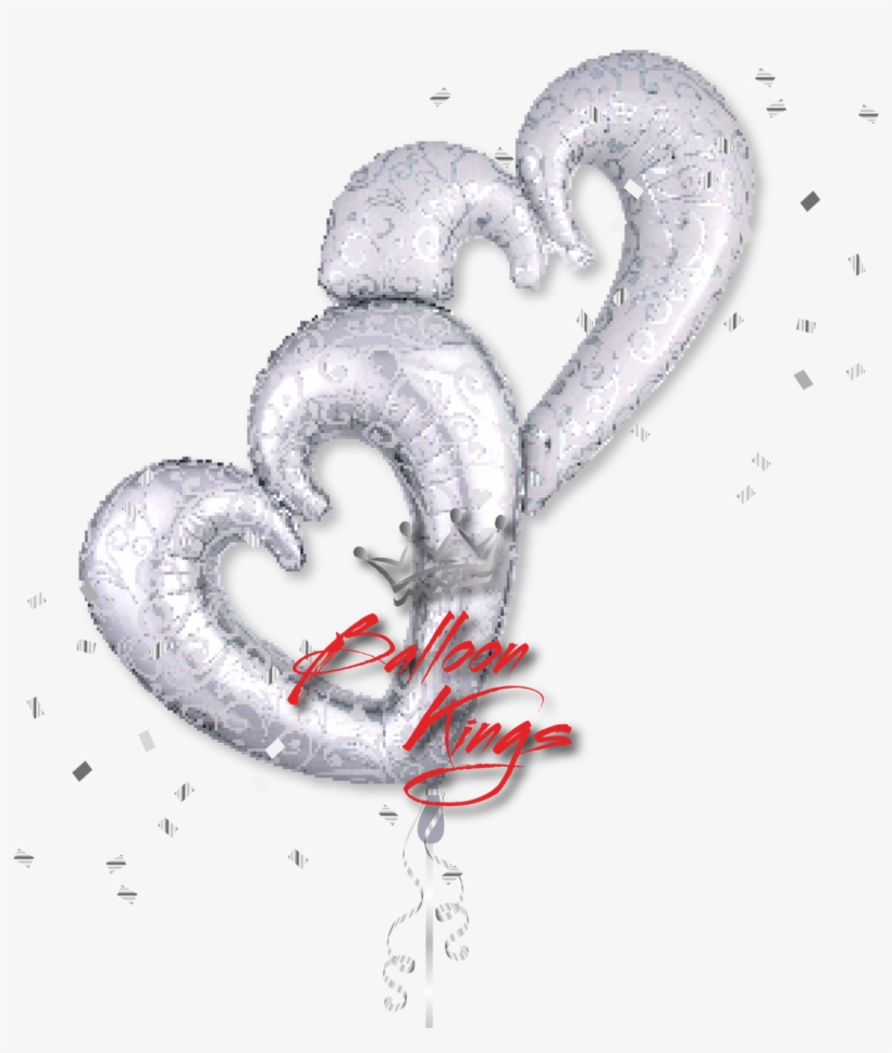 Interlocking Silver Hearts, transparent png