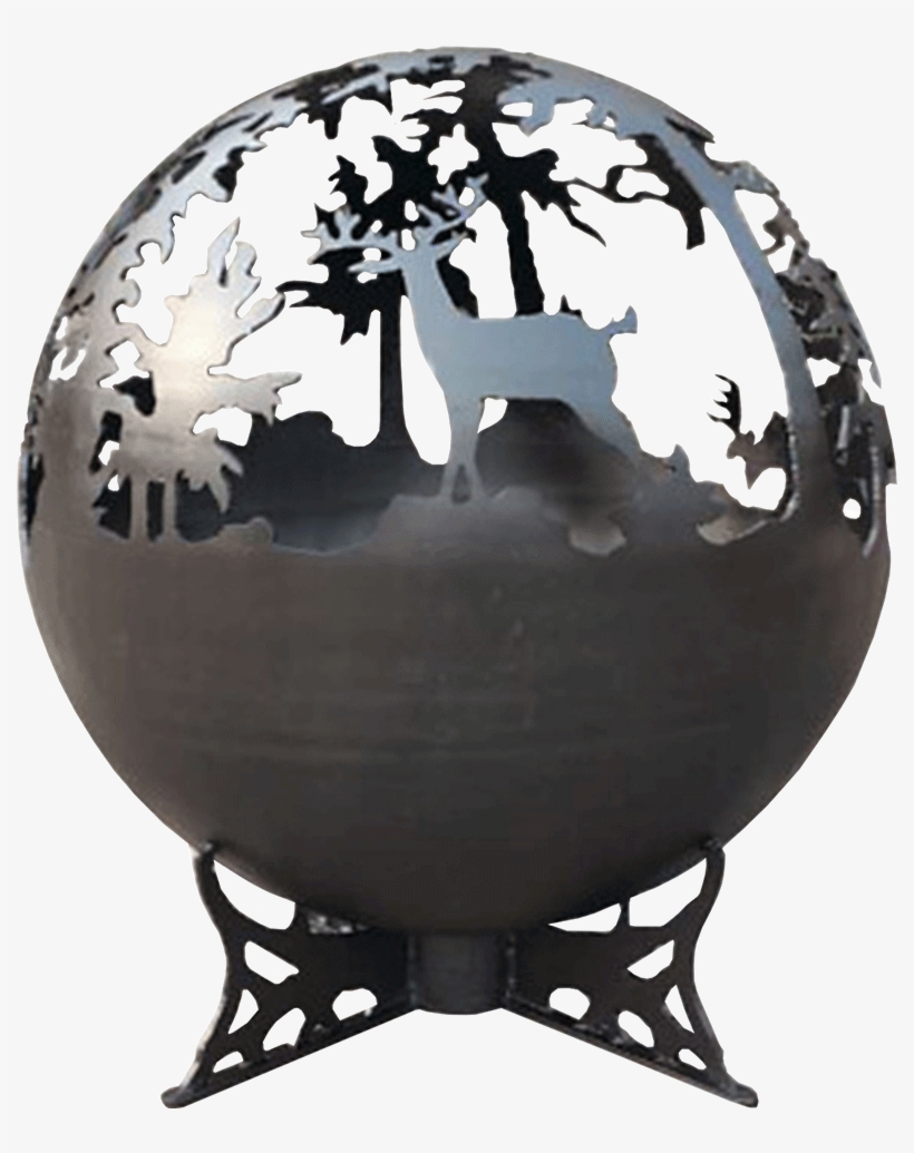 Deer Fire Globe Black Painted Steel - British Ironwork Centre Forest Design Fire Bowl, transparent png