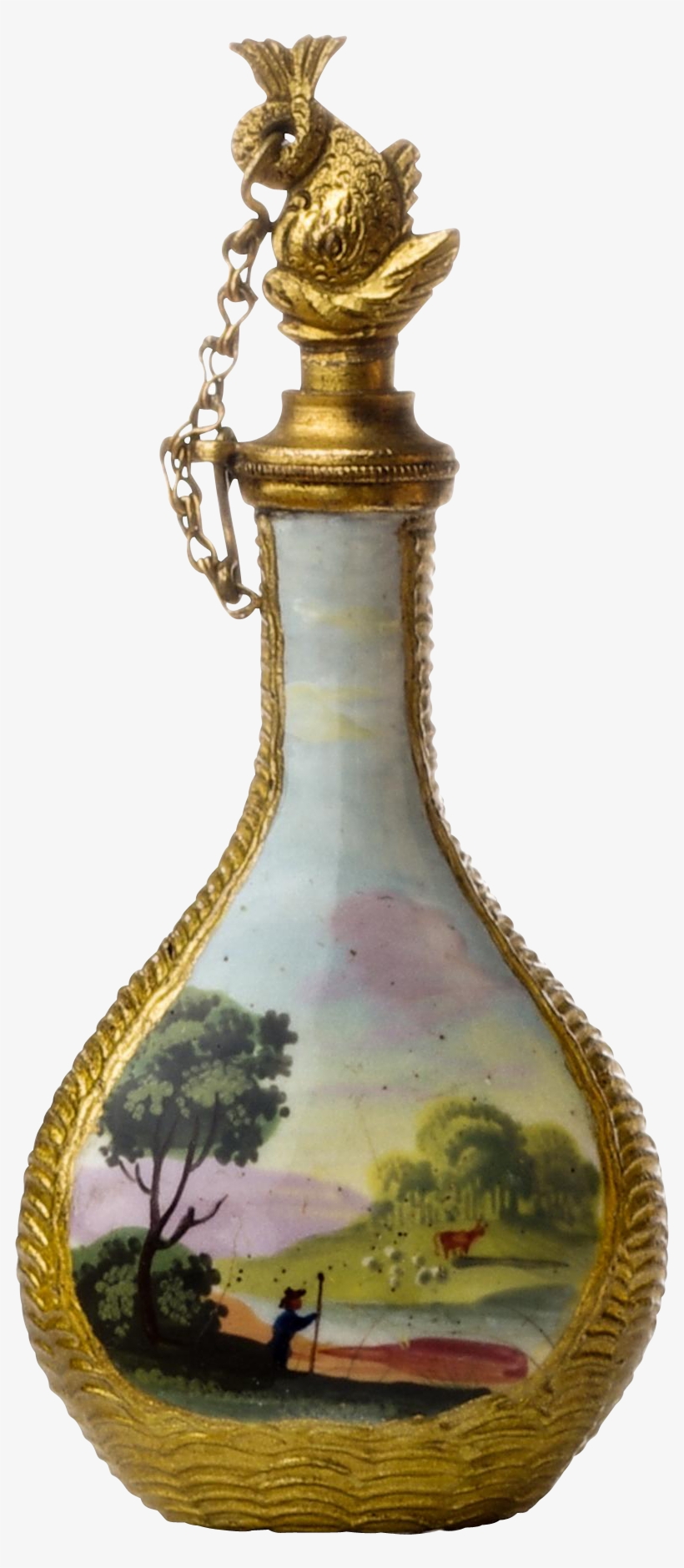 Antique Staffordshire Enamel Scent Bottle With Figural - Glass Bottle, transparent png