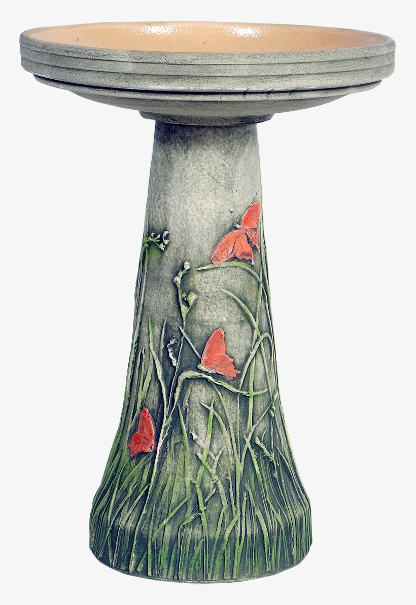 Butterfly Birdbath Handcrafted From Burley Clay Products - Birds Choice Burley Clay Handpainted Butterfly Bird, transparent png