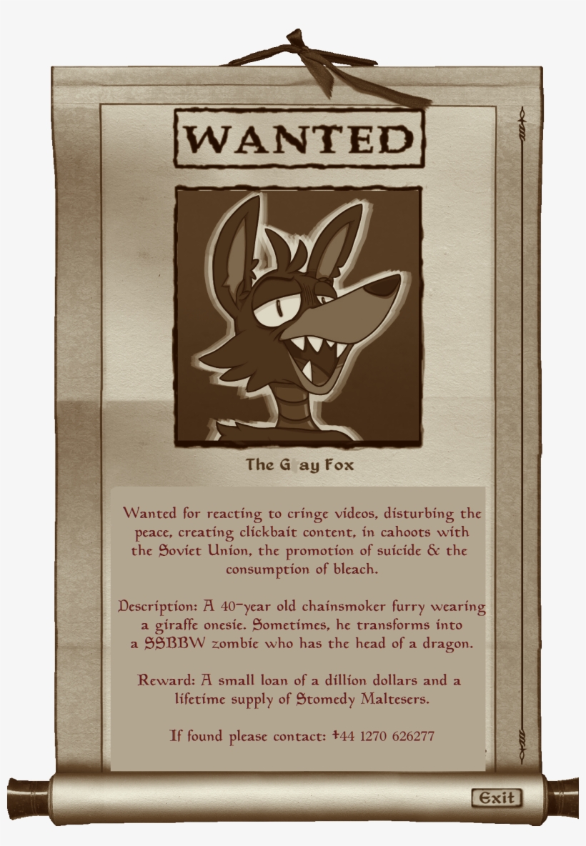 Pyrocynical Wanted Poster - Gray Fox Oblivion, transparent png