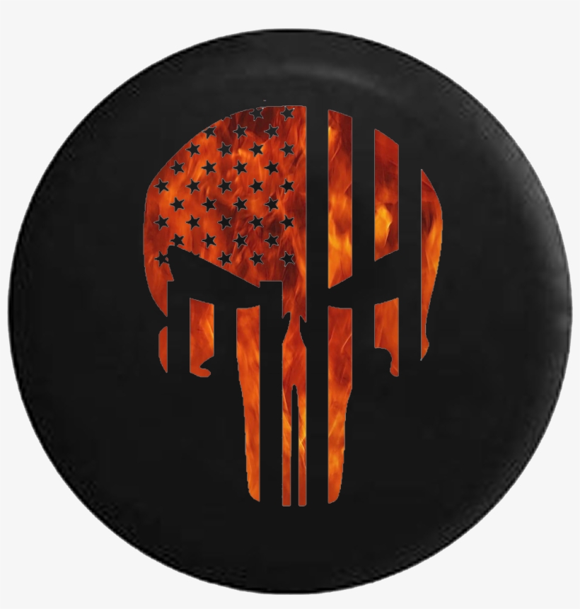 Tactical American Flag Patriot Skull Flames Fire - Fire, transparent png