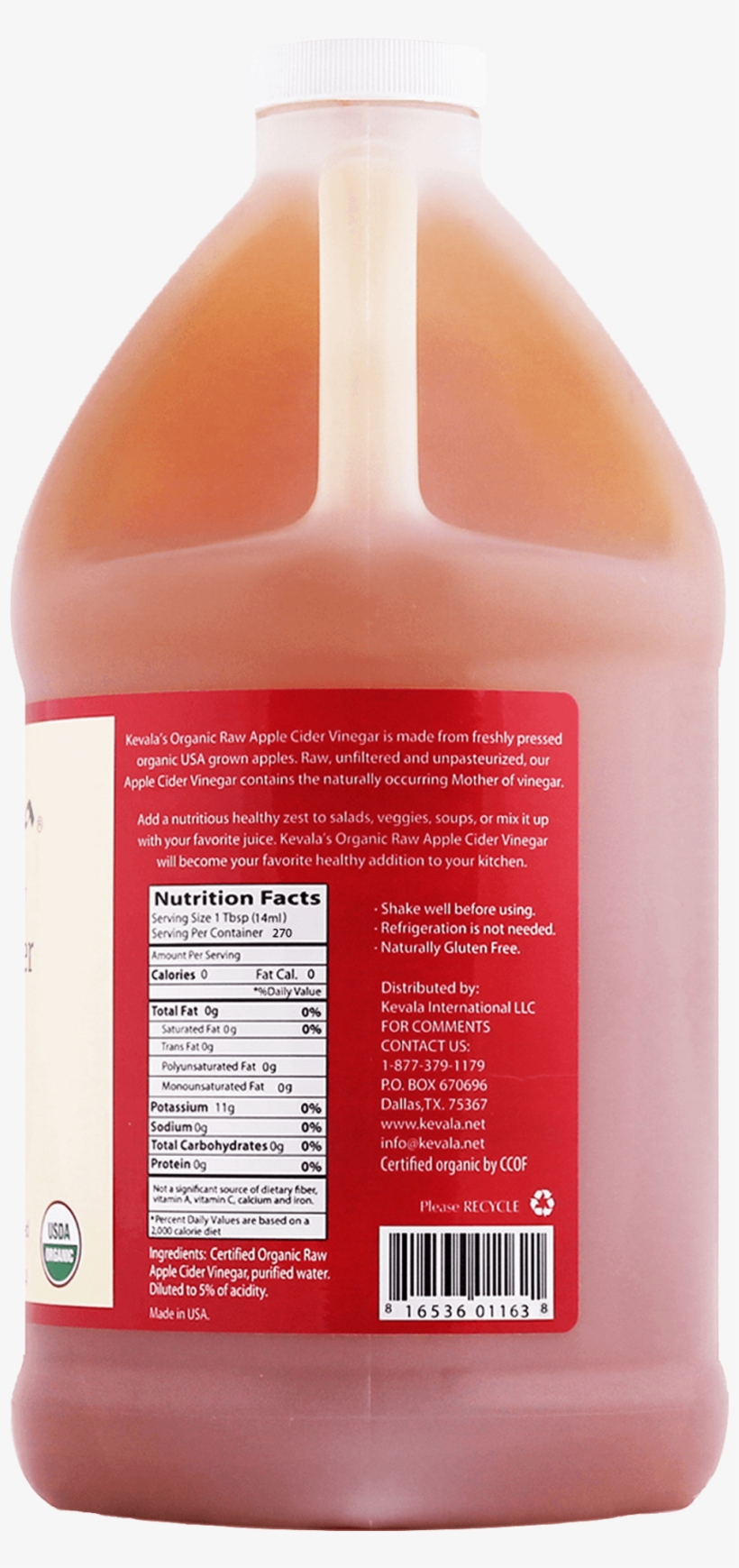 Buy Online Organic Apple Cider Vinegar Kevala Black - Kevala - Organic Raw Apple Cider Vinegar - 64 Fl. Oz., transparent png