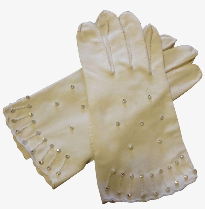 Vintage White Gloves Rhinestones 1950s Wristlet Wedding - Leather, transparent png