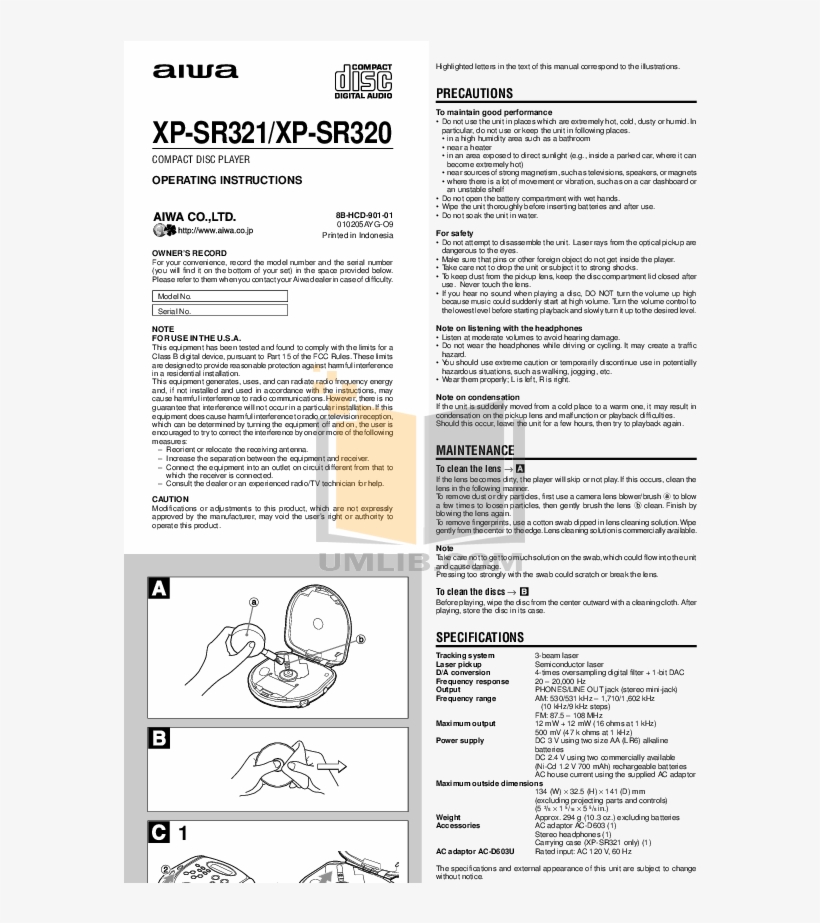Aiwa Cd Player Xp-sr321 Pdf Page Preview - Aiwa Nsx V900, transparent png