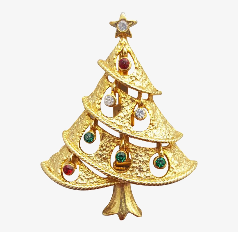 Vintage Rhinestone Christmas Tree Brooch Swooping Branches, transparent png