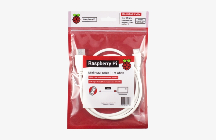 Official Raspberry Pi Mini Hdmi Cable - Raspberry Pi, transparent png