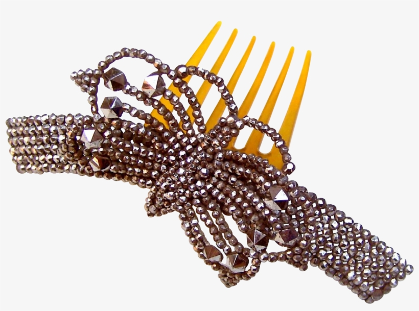 Victorian Cut Steel Hair Comb Hinged Butterfly Design - Body Jewelry, transparent png