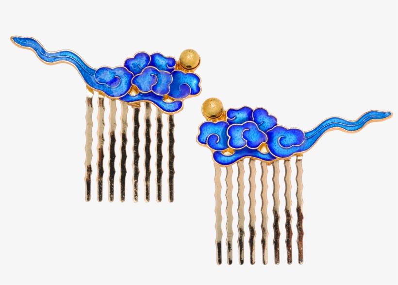 Enamel Auspicious Clouds Hair Comb - Hair, transparent png