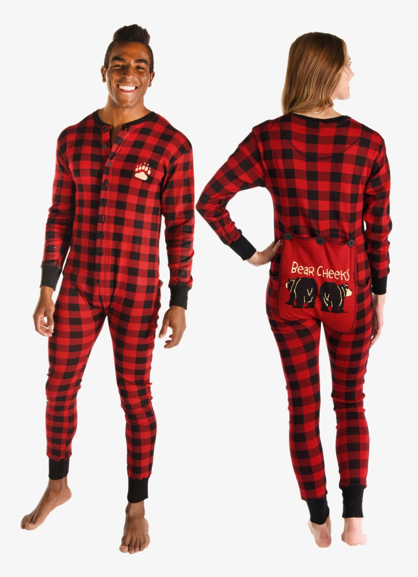 Bear Cheek Plaid - Black And Red Checkered Pajamas, transparent png