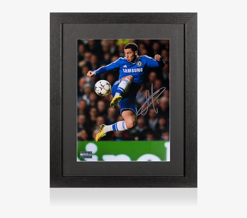 Eden Hazard Signed Chelsea Photo In Black Wooden Frame, transparent png