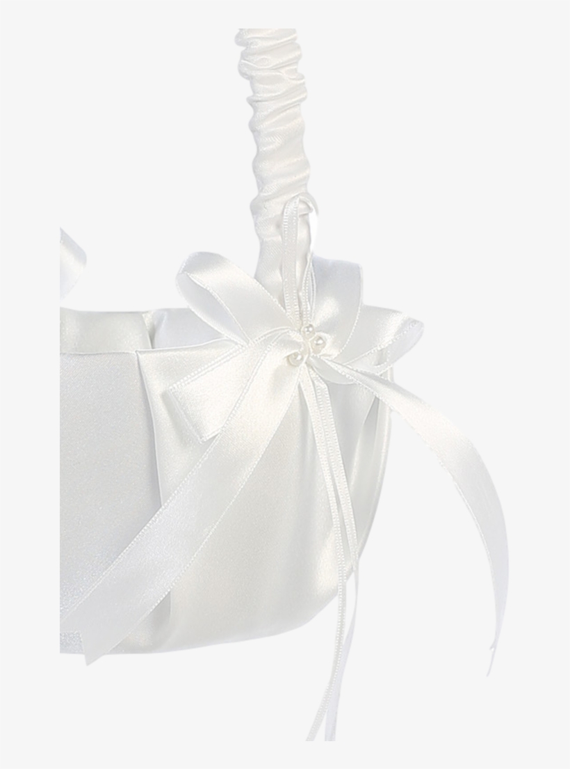 Pleated Matte Satin Flower Girls Basket W Pearls & - Wedding Favors, transparent png