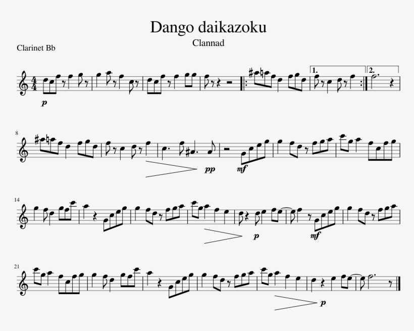 Dango Daikazoku Sheet Music 1 Of 1 Pages - Woogie Bugle Boy Sheet Music, transparent png