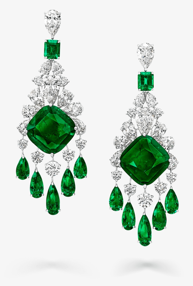 Graff Emerald Earrings, transparent png