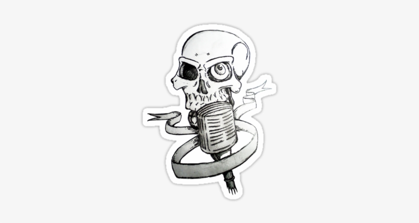 "music Skull Tattoo" Stickers By Mehdals - Illustration, transparent png