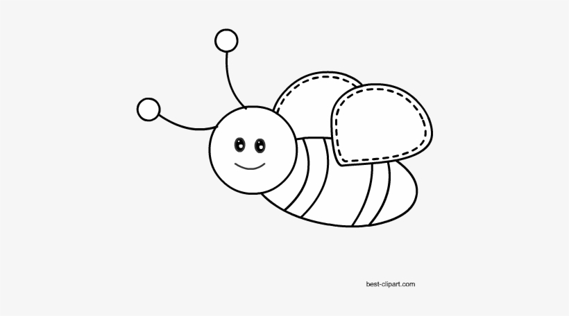 Free Black And White Bee Clip Art Image - Cartoon, transparent png