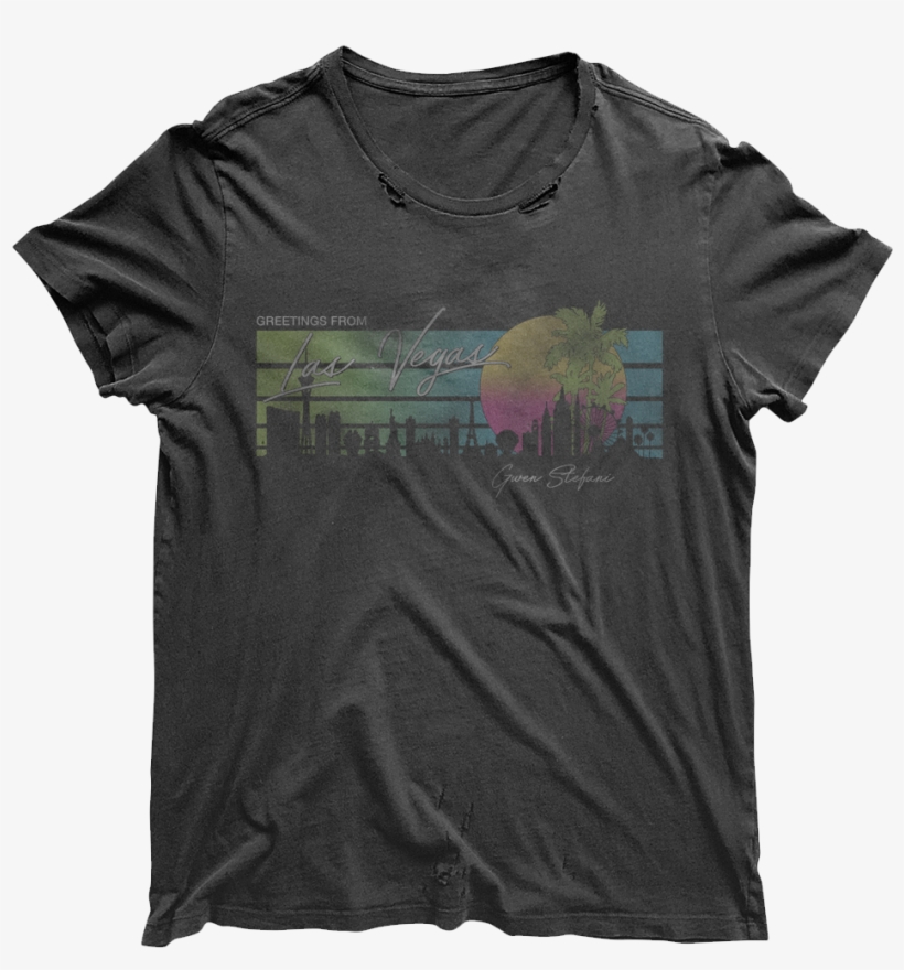 Vegas Skyline Distressed Tee - Distressed Tee, transparent png