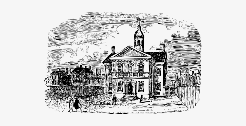 Building Drawing Carpenters' Hall Line Art Church - Kota Tua Vektor, transparent png