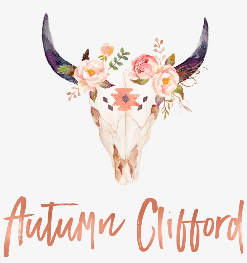 Autumn Clifford Fondos Pinterest Dorm Wall Art - Longhorn Skull With Flowers, transparent png