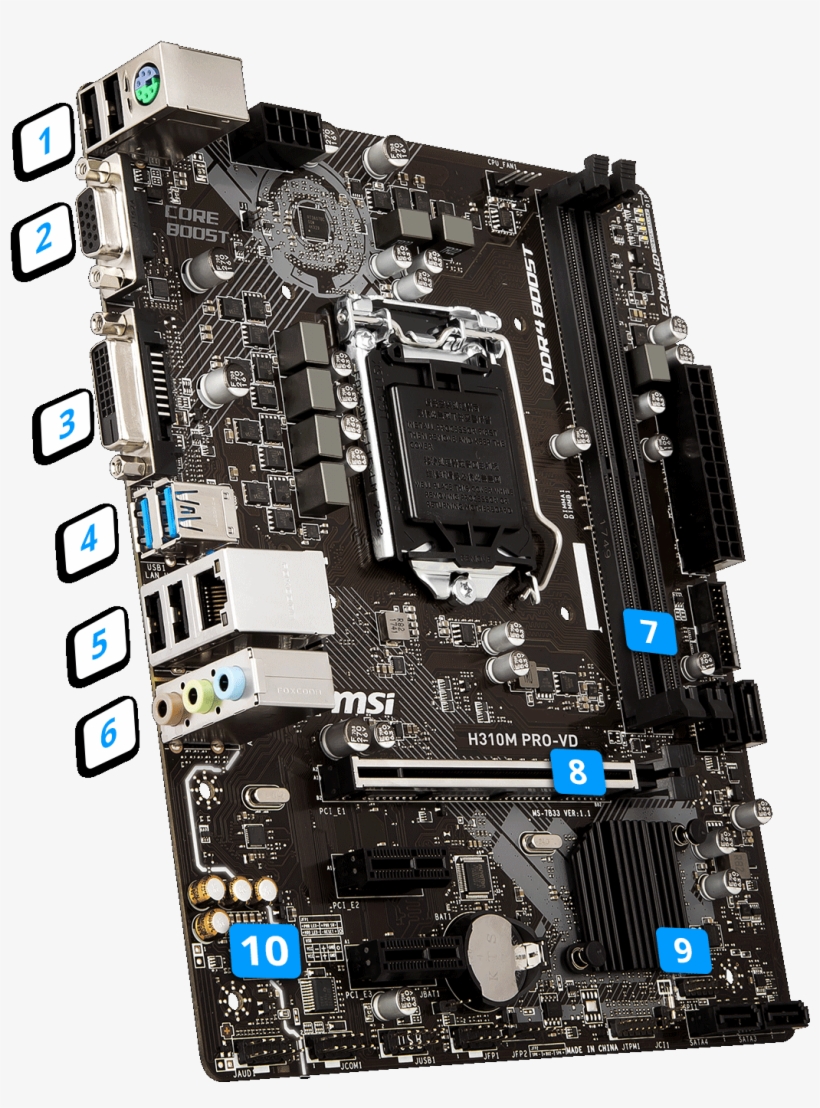 Png Transparent Stock Motherboard Drawing N15235 - Msi H310m Pro Vdh, transparent png