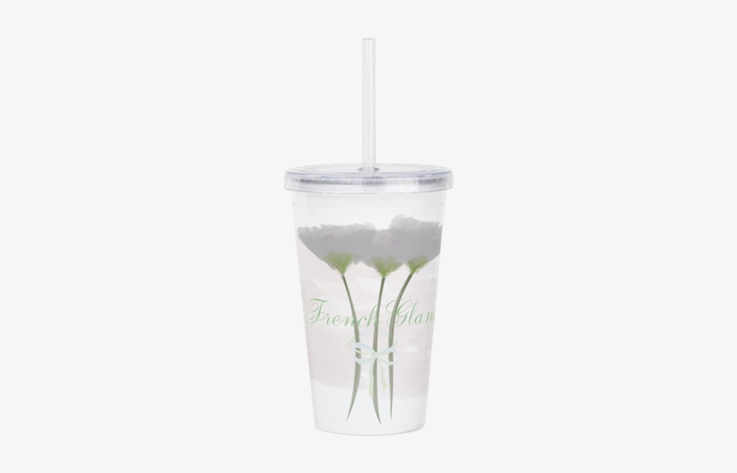 French Glam Watercolor Acrylic Double-wall Tumbler - Drinking Straw, transparent png
