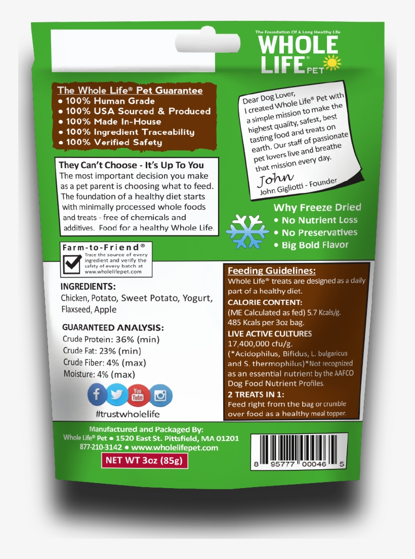 Living Treats Sweet Potato 3oz Back Shadow - Whole Life Pet Living Treats Usa Freeze Dried Cheddar, transparent png