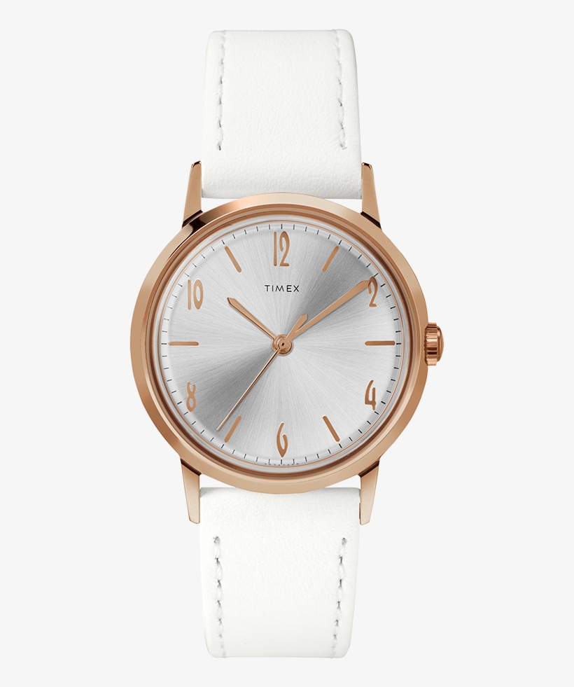 Hand Wound 34mm Leather Strap Watch Rose Gold Tone/white - Timex Watches Womens Price, transparent png