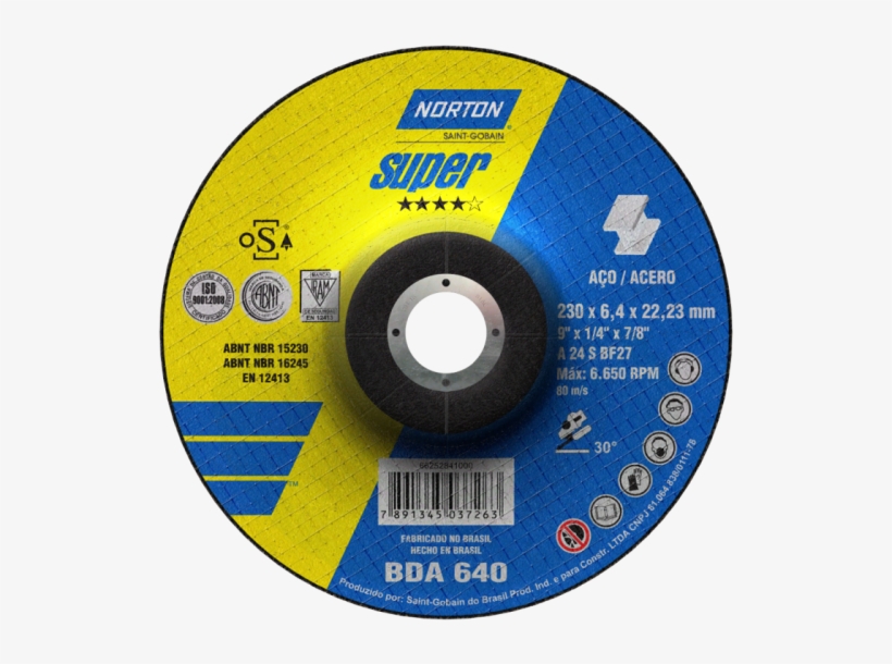 Disco De Desbaste 115x6,4x22,23 Super Bda640, Norton - Bda 640, transparent png