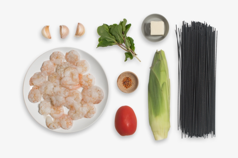 Shrimp & Squid Ink Spaghetti With Summer Vegetables - Ink Spaghetti, transparent png