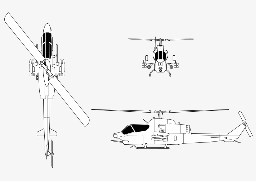 Drawing Helicopters Cobra Helicopter Vector Freeuse - Ah 1 Top View, transparent png