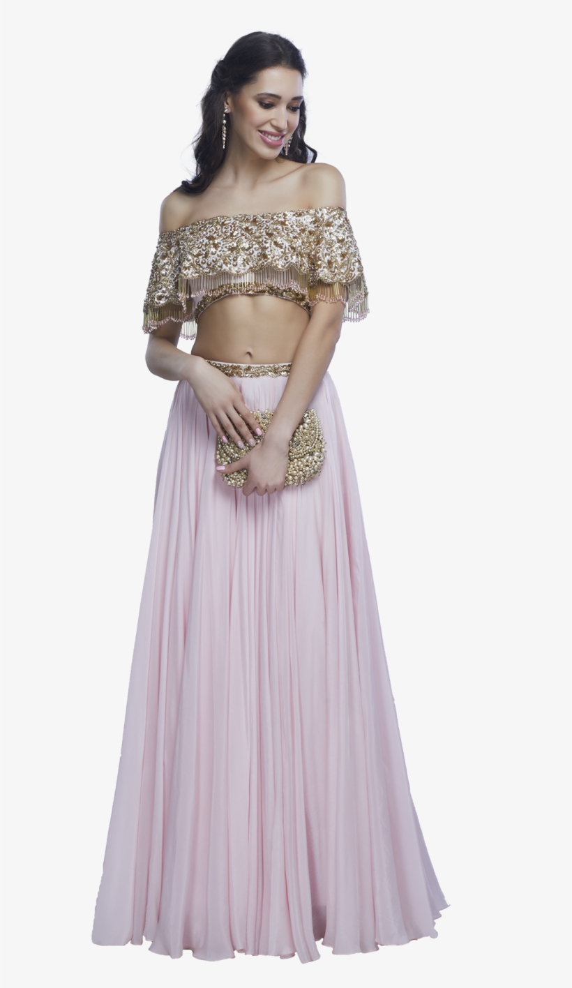 Embellished Baby Pink Crop Top And Skirt By Mahima - Crop Top, transparent png