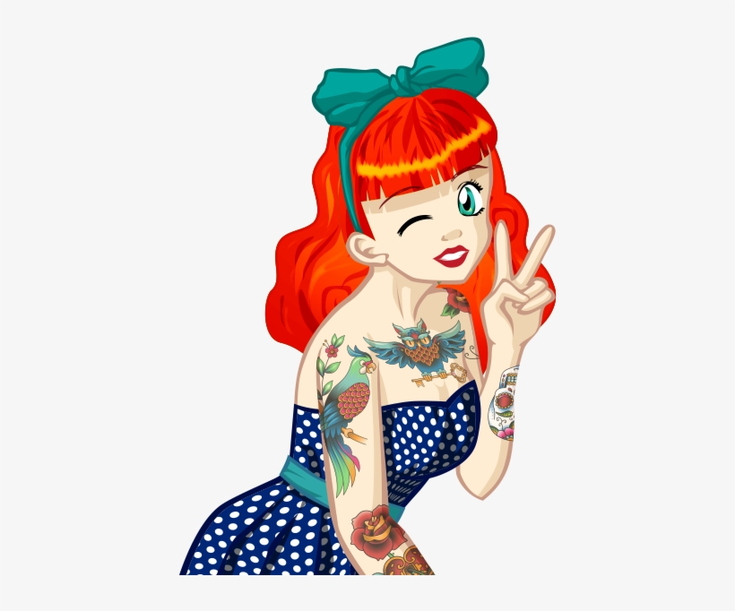 Tattoo Girl Stickers - Girl Love Stickers Png, transparent png