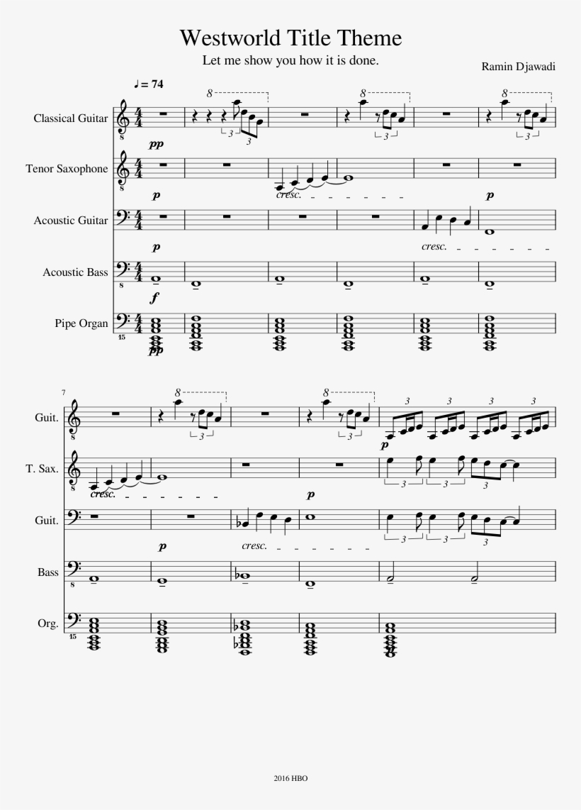 Print - Westworld Theme Song Guitar Note, transparent png